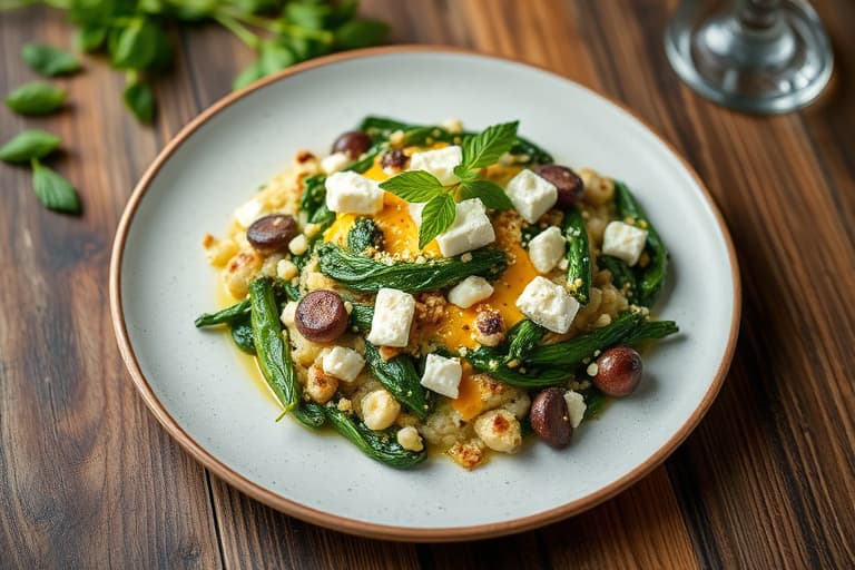 Potet-, spinat- og feta-gratin