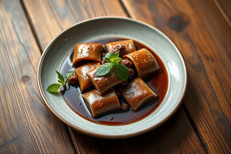 Sjokolade-ravioli i bittersøt sjokoladesaus