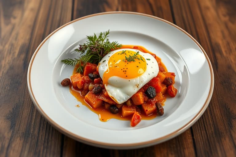 Bakte egg med squash-ragoût