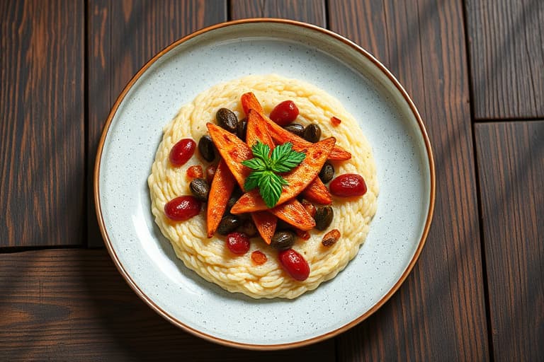 Kremete grits med bahamansk steinbrygger.