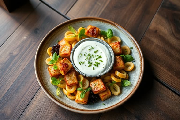 Grønnsaker med oliv- og crème fraîche-dip