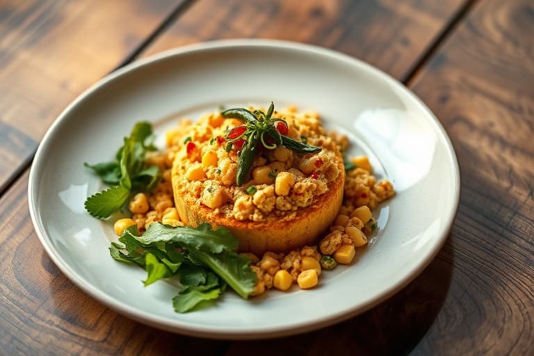 Krepsejalapeñocheesecornbread toppet med krepsetouffeé