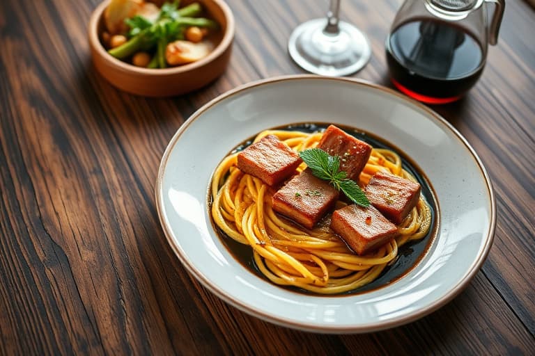 Svinekjøtt Milanese med bein, servert med soy-honningglasé