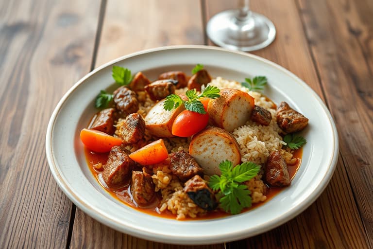 Egyptisk linse- og risrett (Koushry)