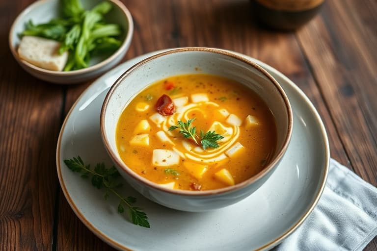 Russisk soppsuppe med sopp og potet