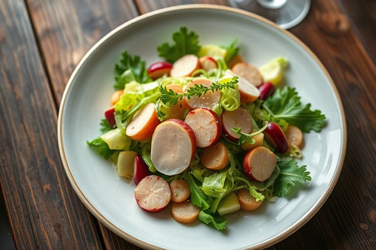 Salat med frisée og stekt foie gras