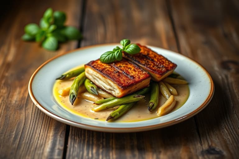 Hickory-grillet lammelår med cannellini-bønner, braisert lammeskank og toskansk fennikelsaus med pølse, samt basilikumpuré