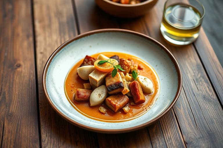 Sprøskinnet Chesapeake Bay-steinbit med Hayman-søtpotet, Virginia-landskinke og blåkrabbhash, smeltede purre og Meyer-sitronbåter