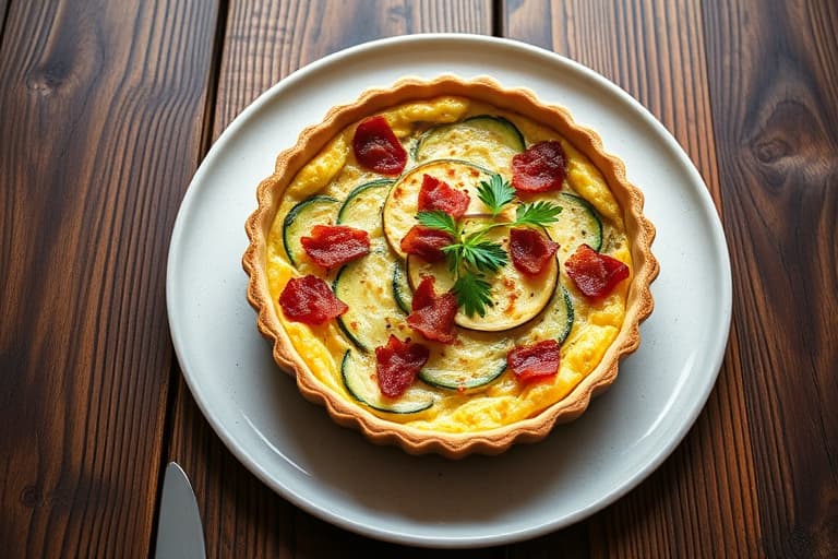 Zucchini-, bacon- og Gruyère-quiche