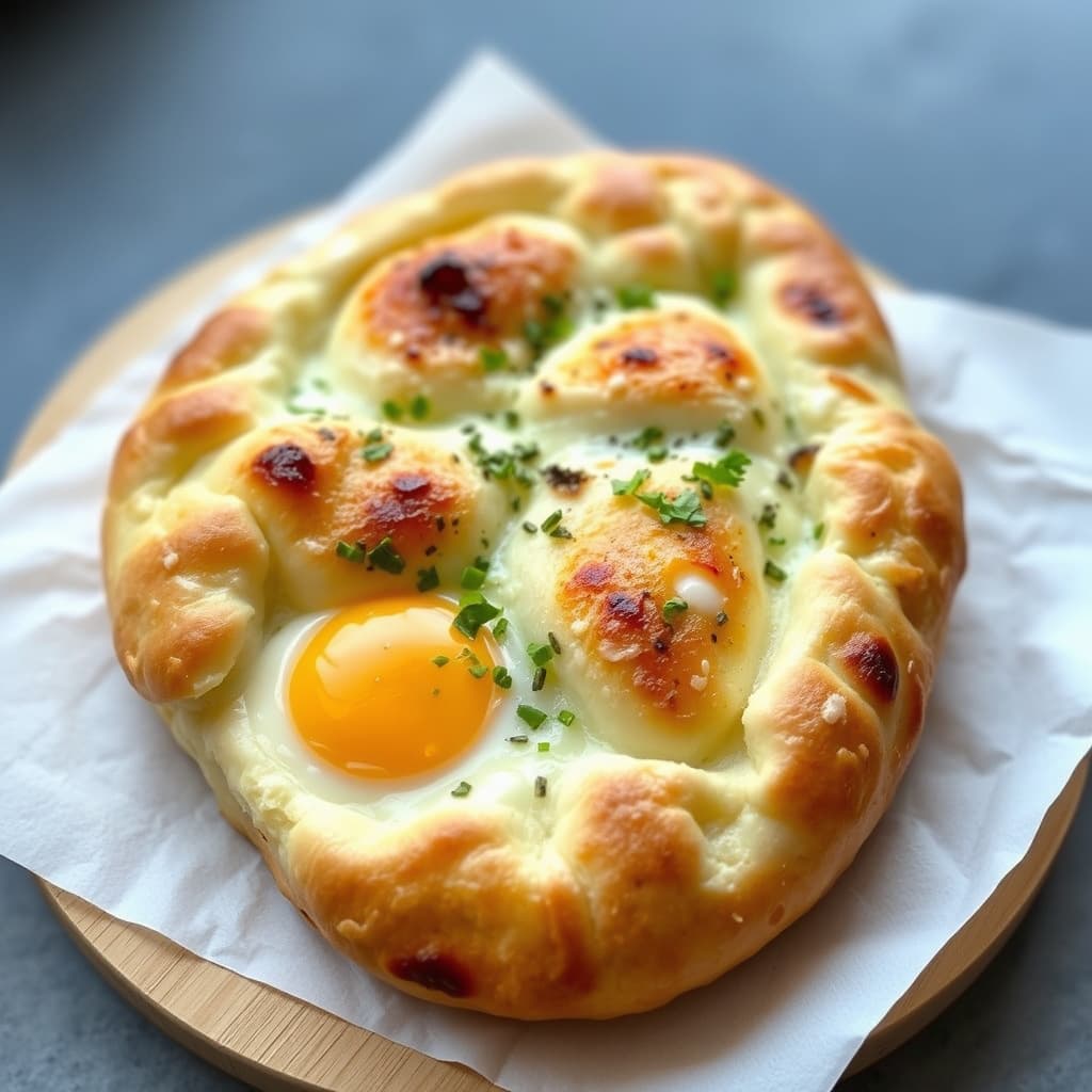 Georgisk ost- og eggebrod (Adjaruli Khachapuri)