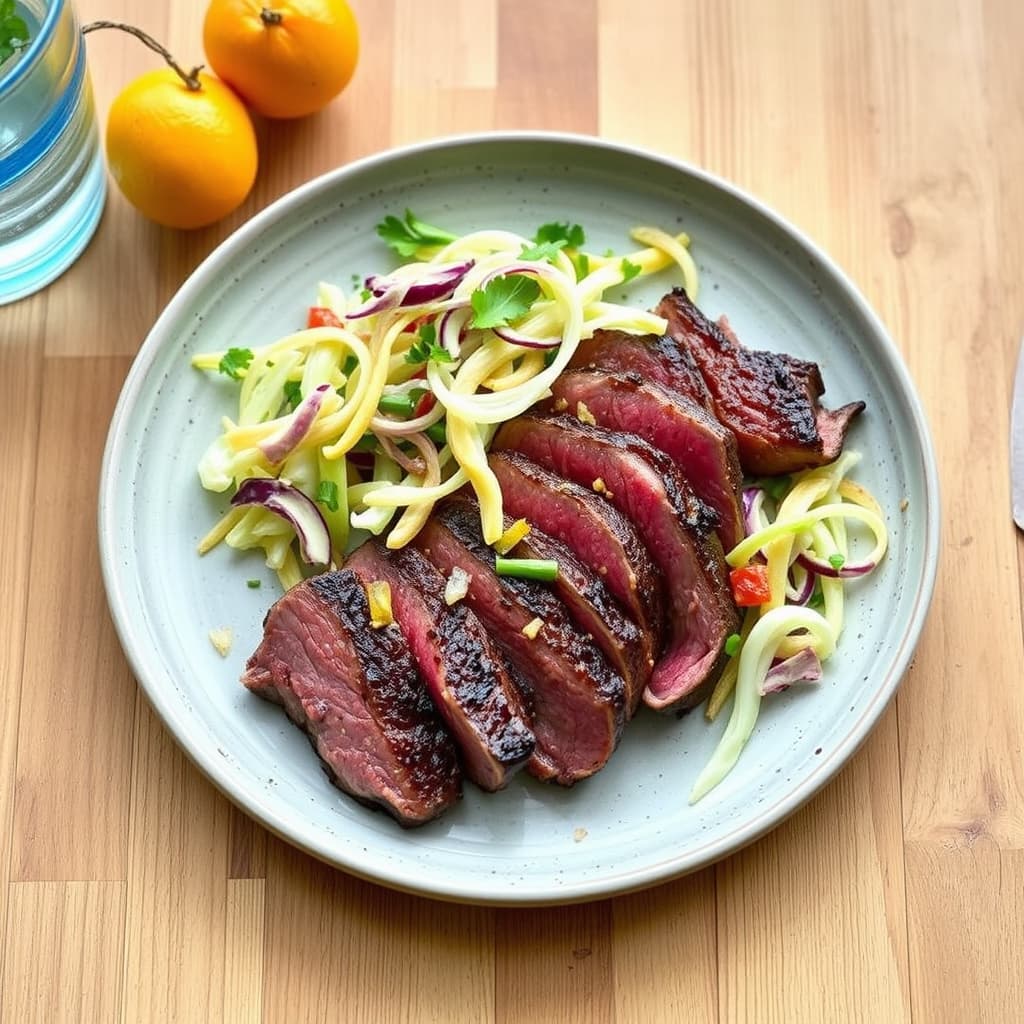 Ginger-Mango flankestek med fennikelslaw