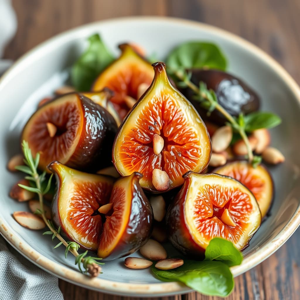 Glaserte fiken med mandler og timian