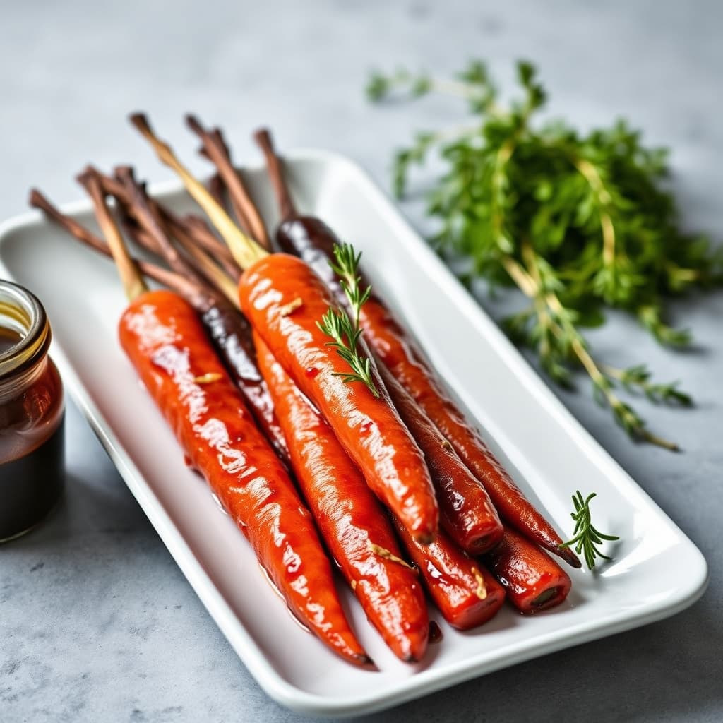 Glaserte gulrøtter med melasse og merian