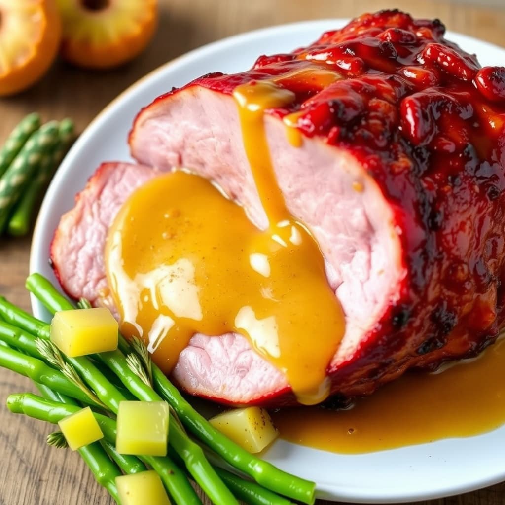 Glassert skinke med ananas- og sennepssaus