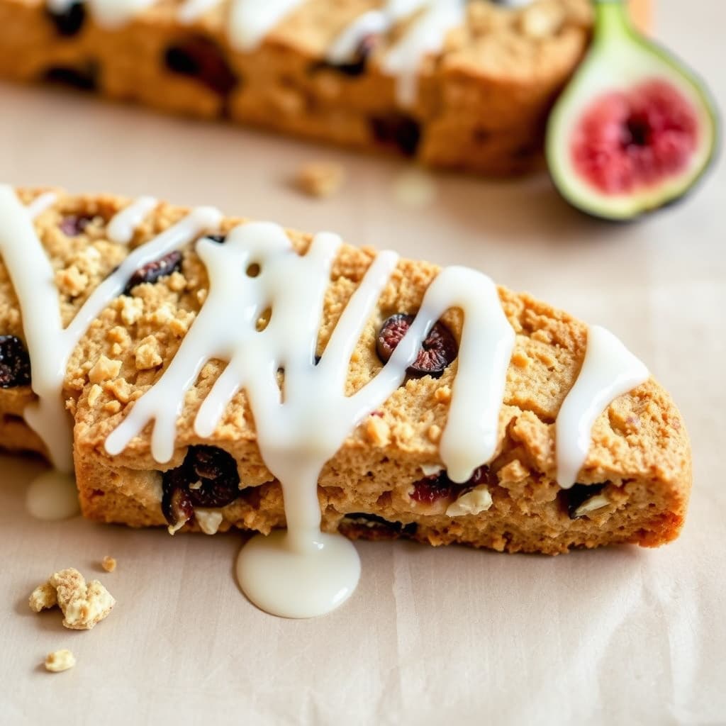 Glutenfrie fiken- og valnøttbiscotti med lønnesirupglasur