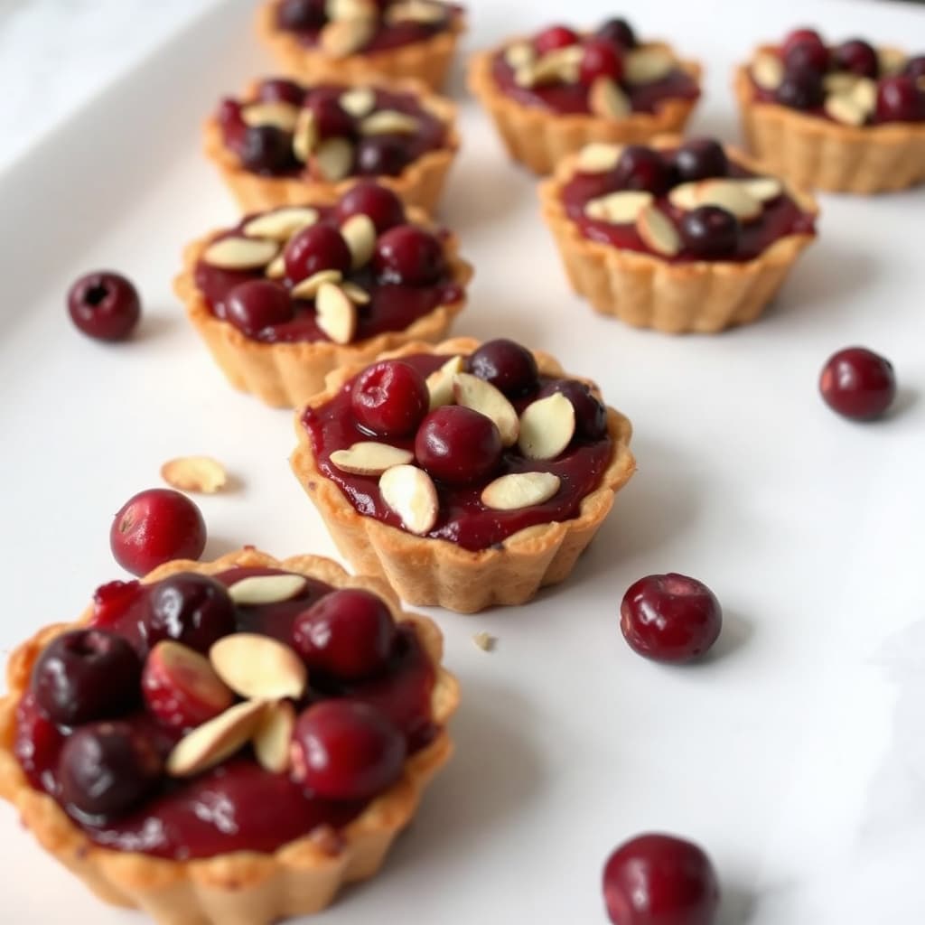 Glutenfrie, veganske tærtetopper med tranebær og mandel