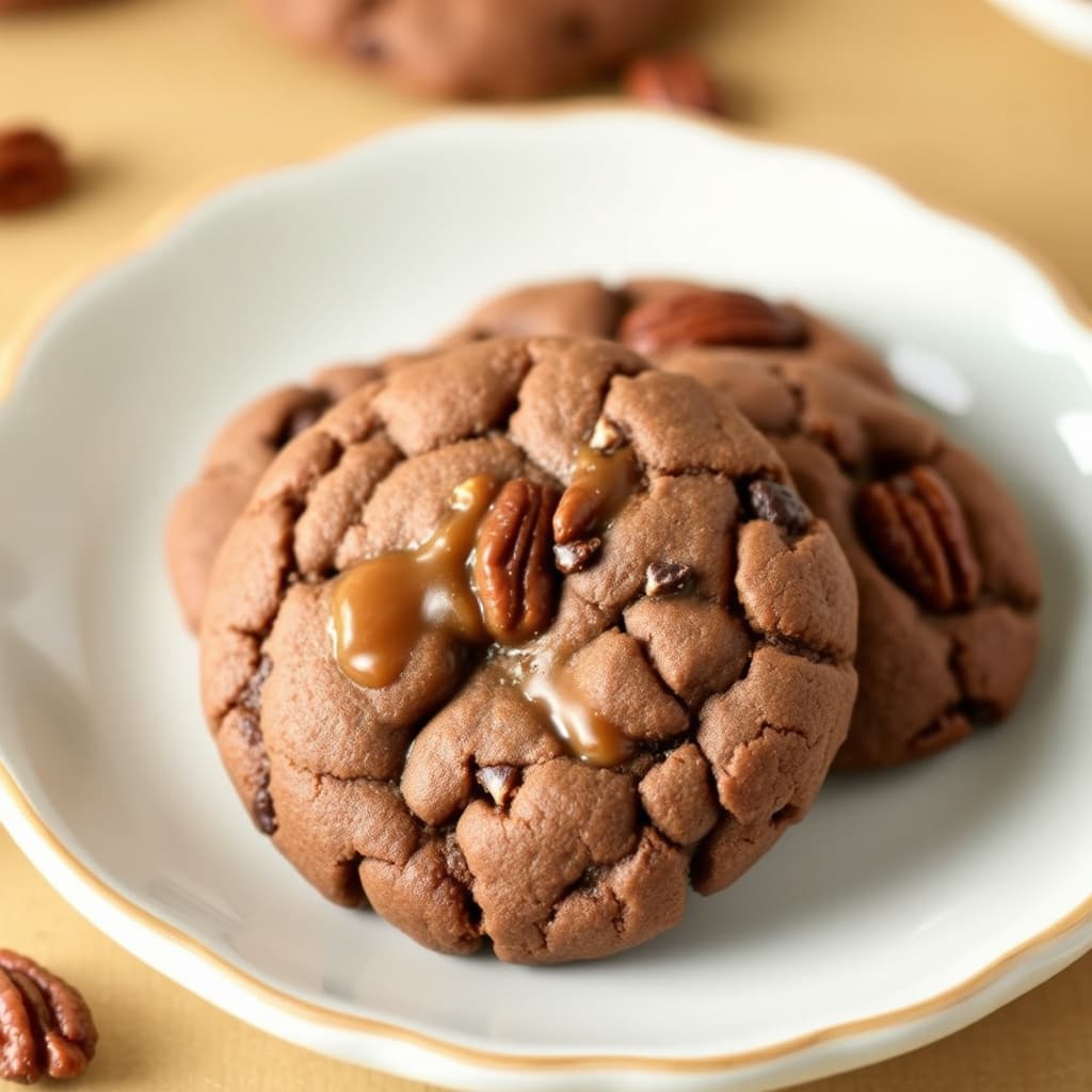 Godiva sjokolade- og pekannøttkaramellkjeks