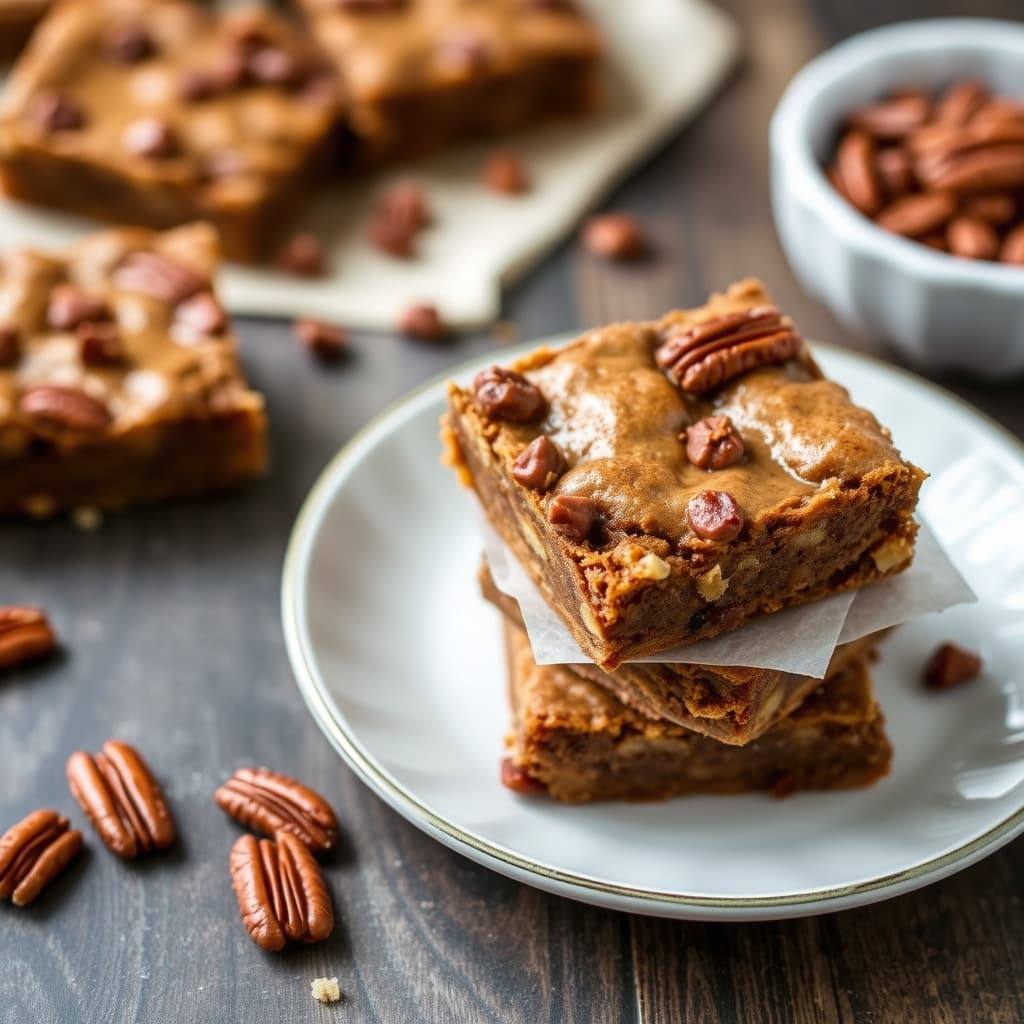 Gooey brunt smør-blondies med pekannøtter
