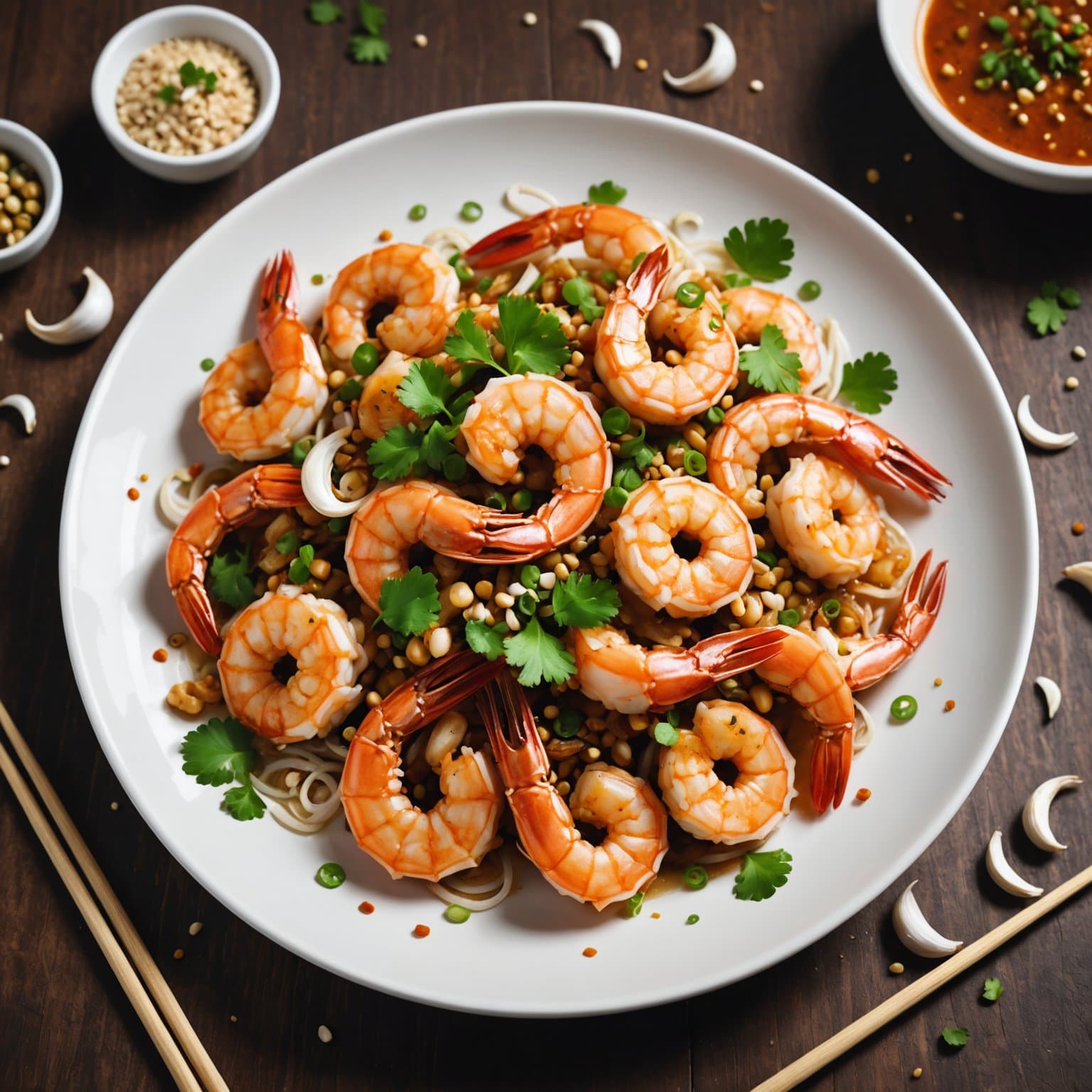 Goong Tod Kratiem Prik Thai (Reker stekt med hvitløk og hvit pepper)