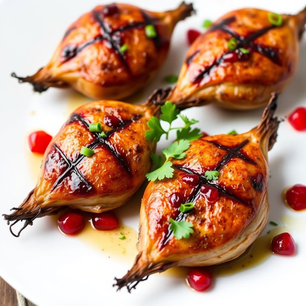 Granateple- og kanelmarinert grillet vaktel