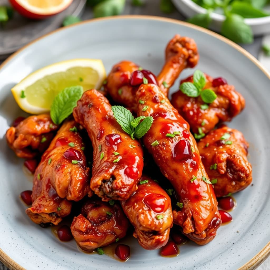 Granateple, Sriracha og mynte kyllingvinger