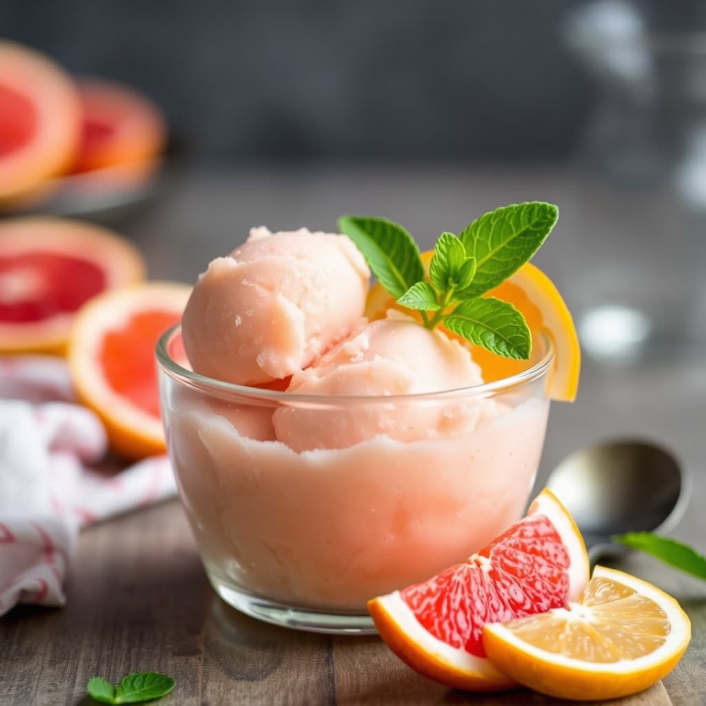 Grapefrukt-ingefærsorbet