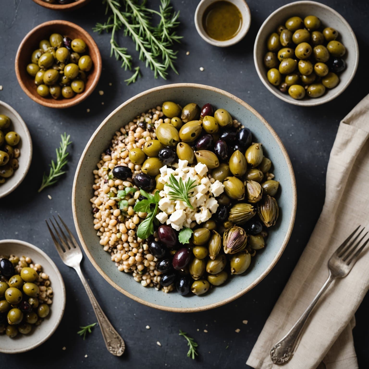 Gresk sorghåtskål med artisjokker og oliven