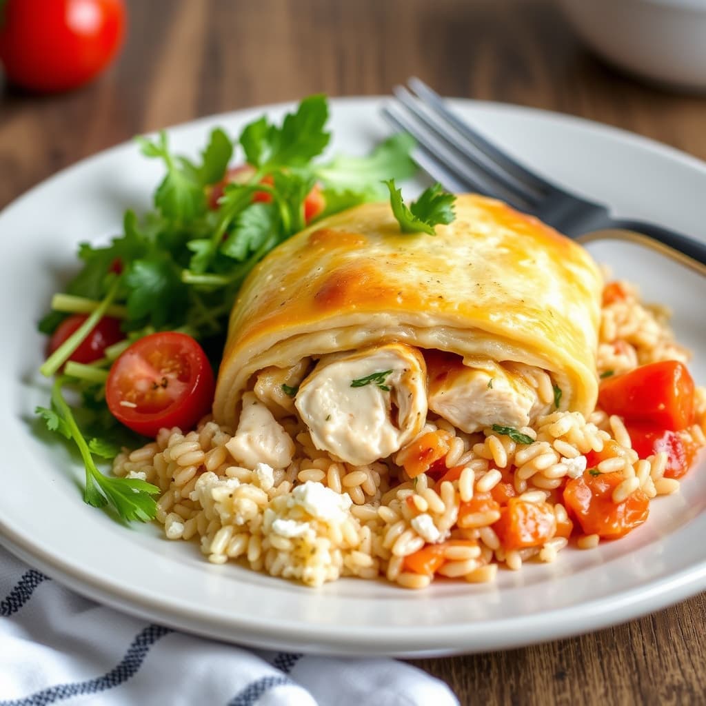 Gresk strudel med kylling og ris