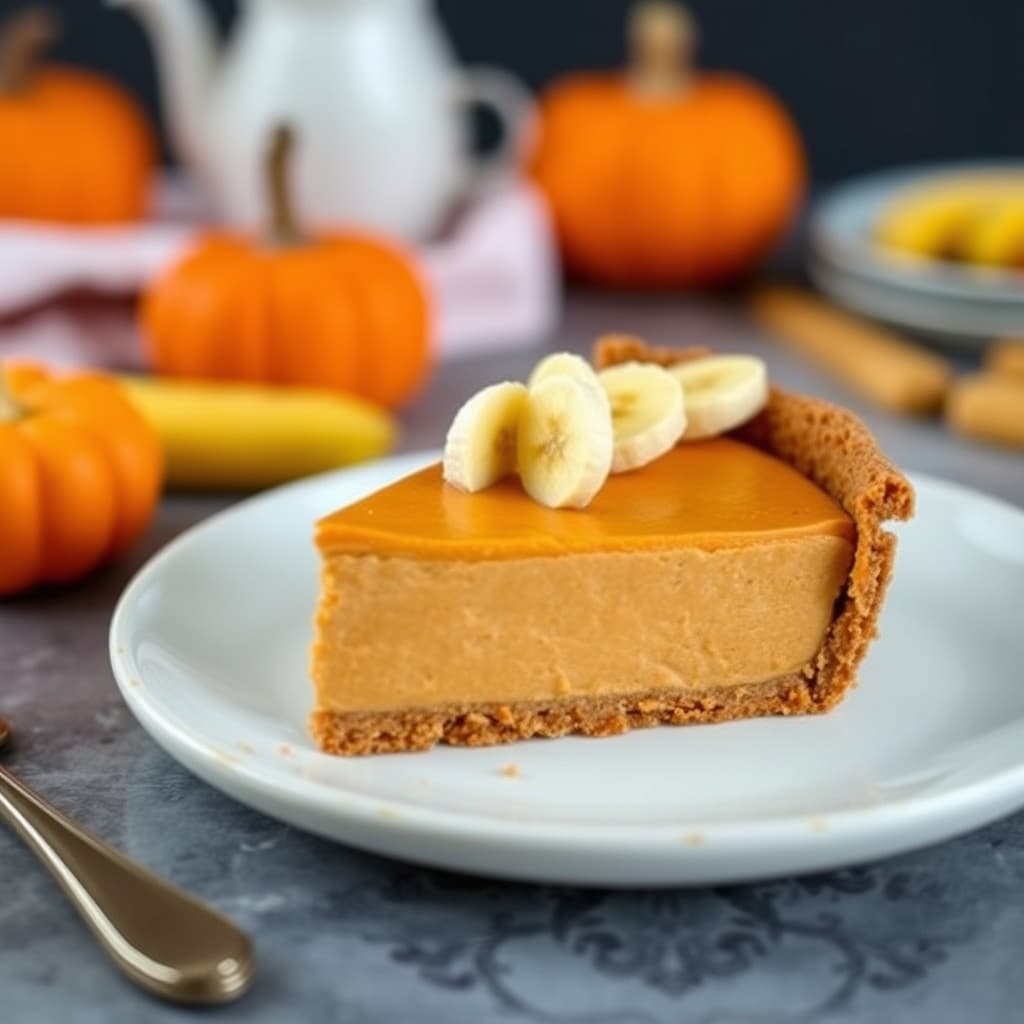 Gresskar- og bananmousse-terte