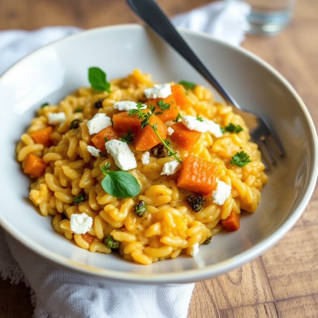 Gresskar- og geitostrisotto