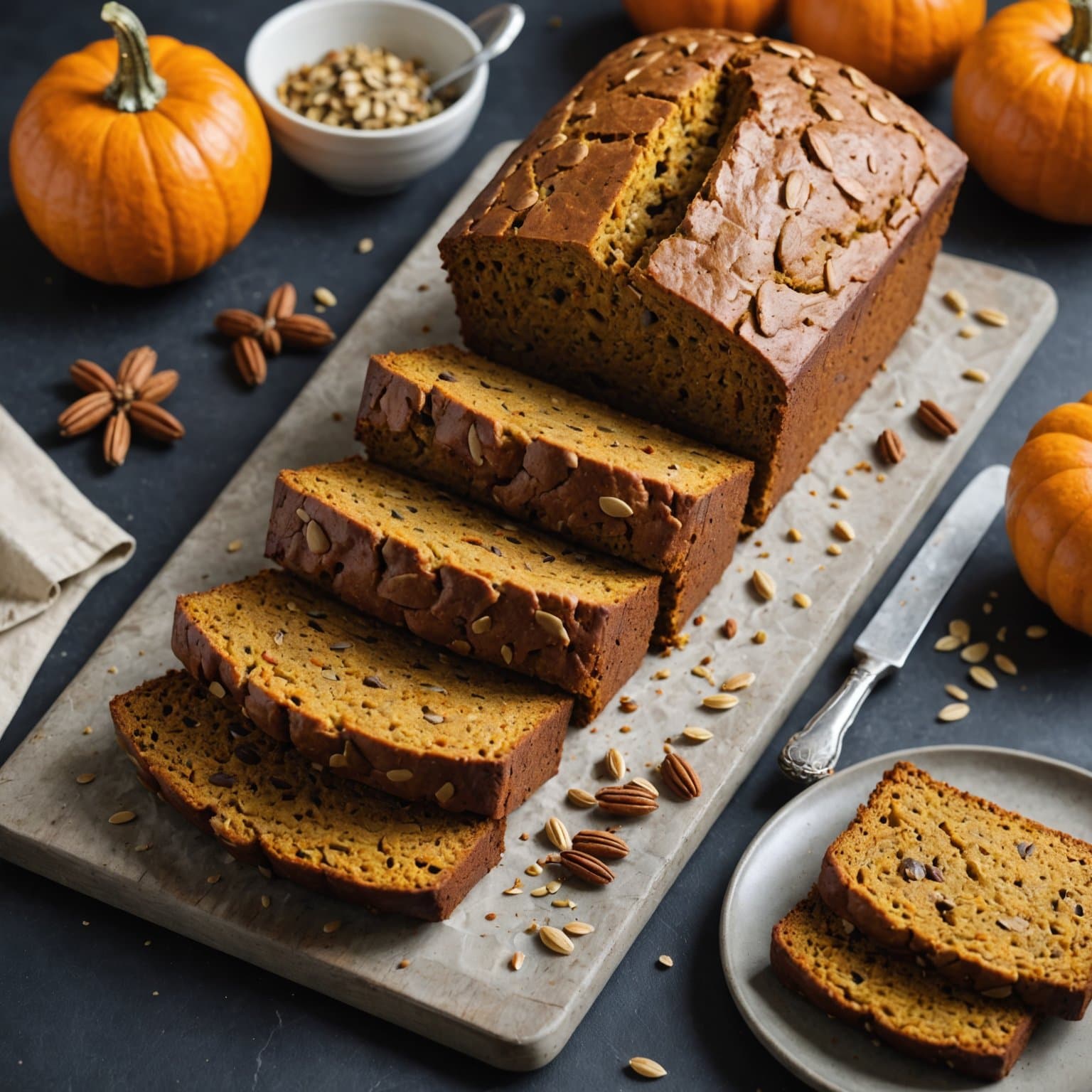 Gresskar- og linfrø-quickbread