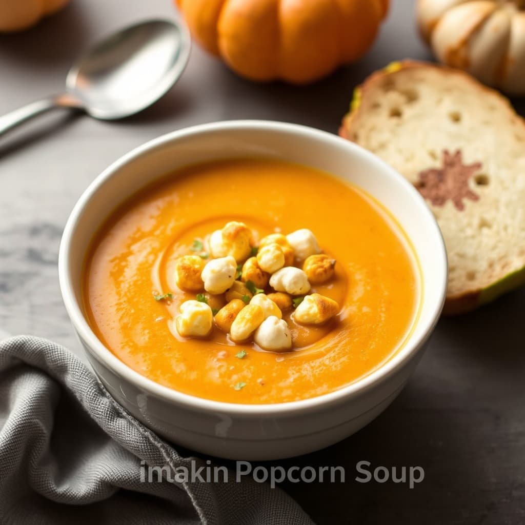 Gresskar- og popcornsuppe