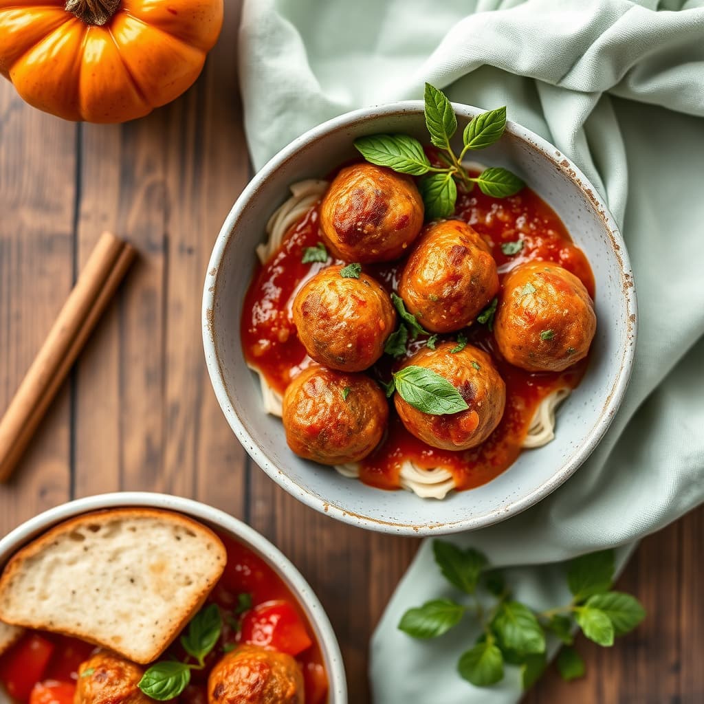 Gresskarboller med kanel- og salviesaus på tomatbasis