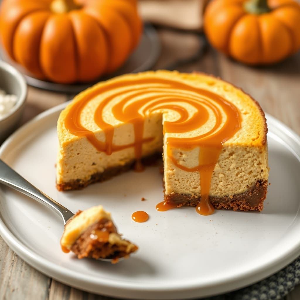 Gresskarcheesecake med karamellstriper