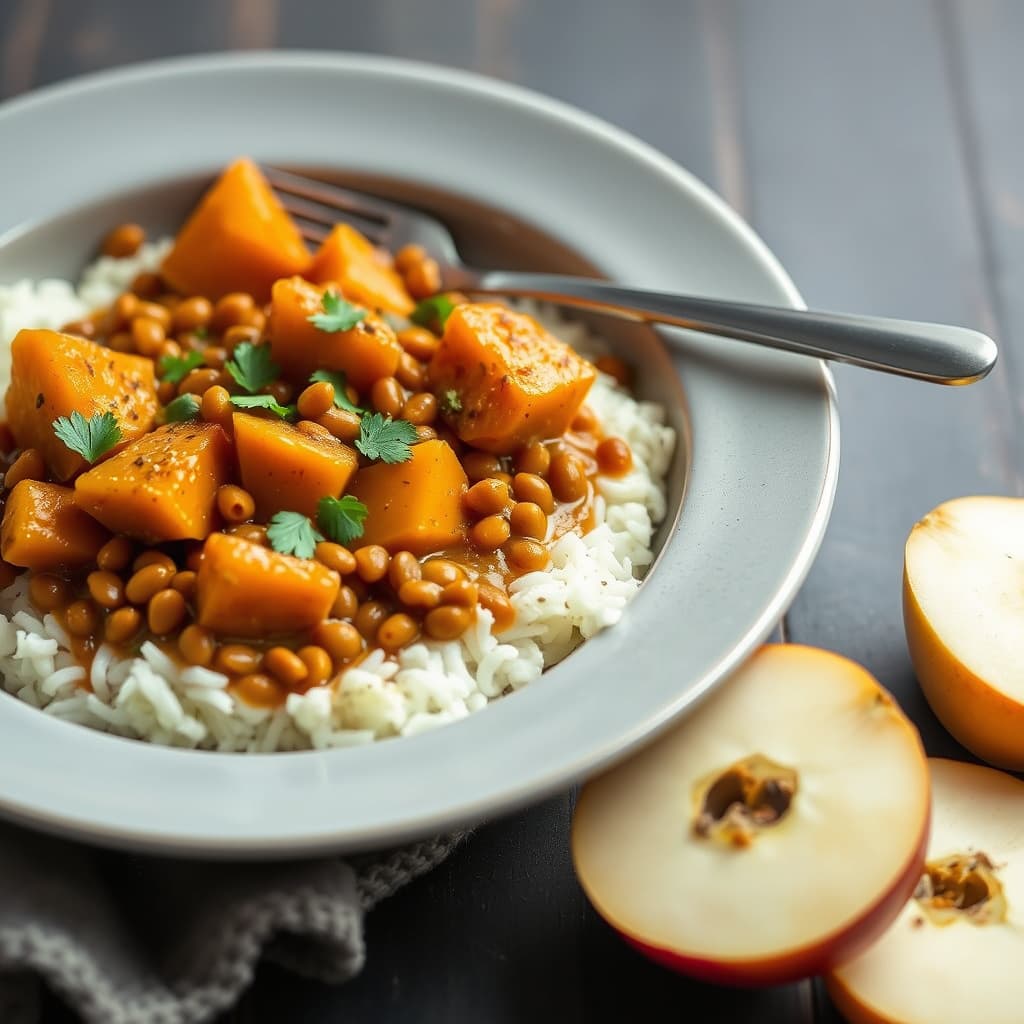 Gresskarcurry med linser og epler