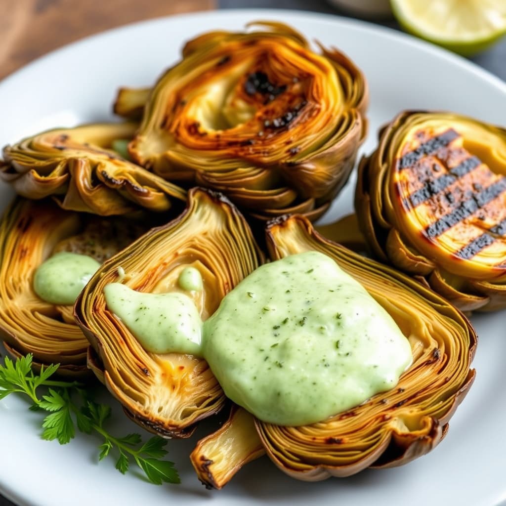 Grillede artisjokker med grønn gudinne-dressing
