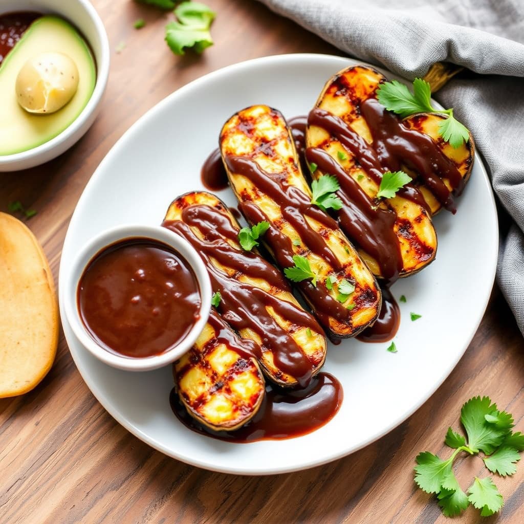 Grillede bananer med meksikansk sjokoladesaus