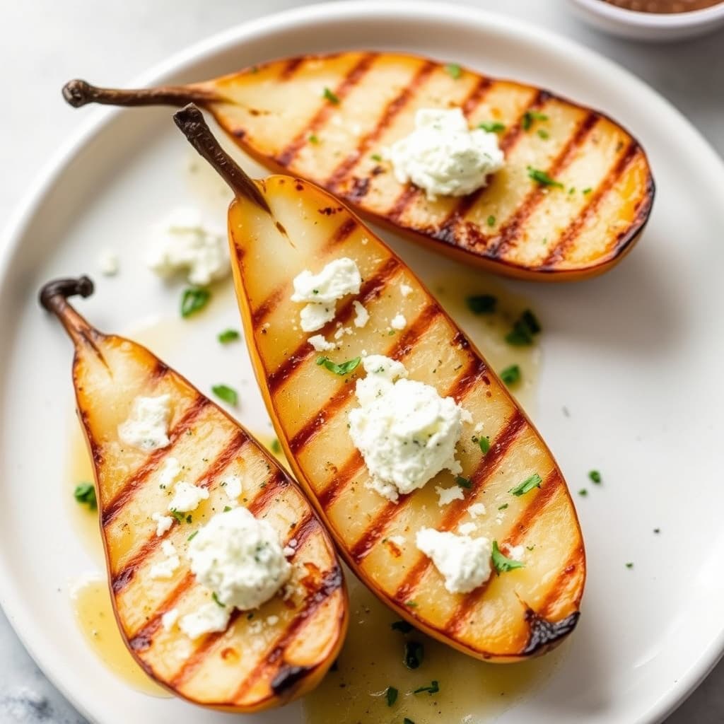 Grillede blåmuggost- og pæreskiver