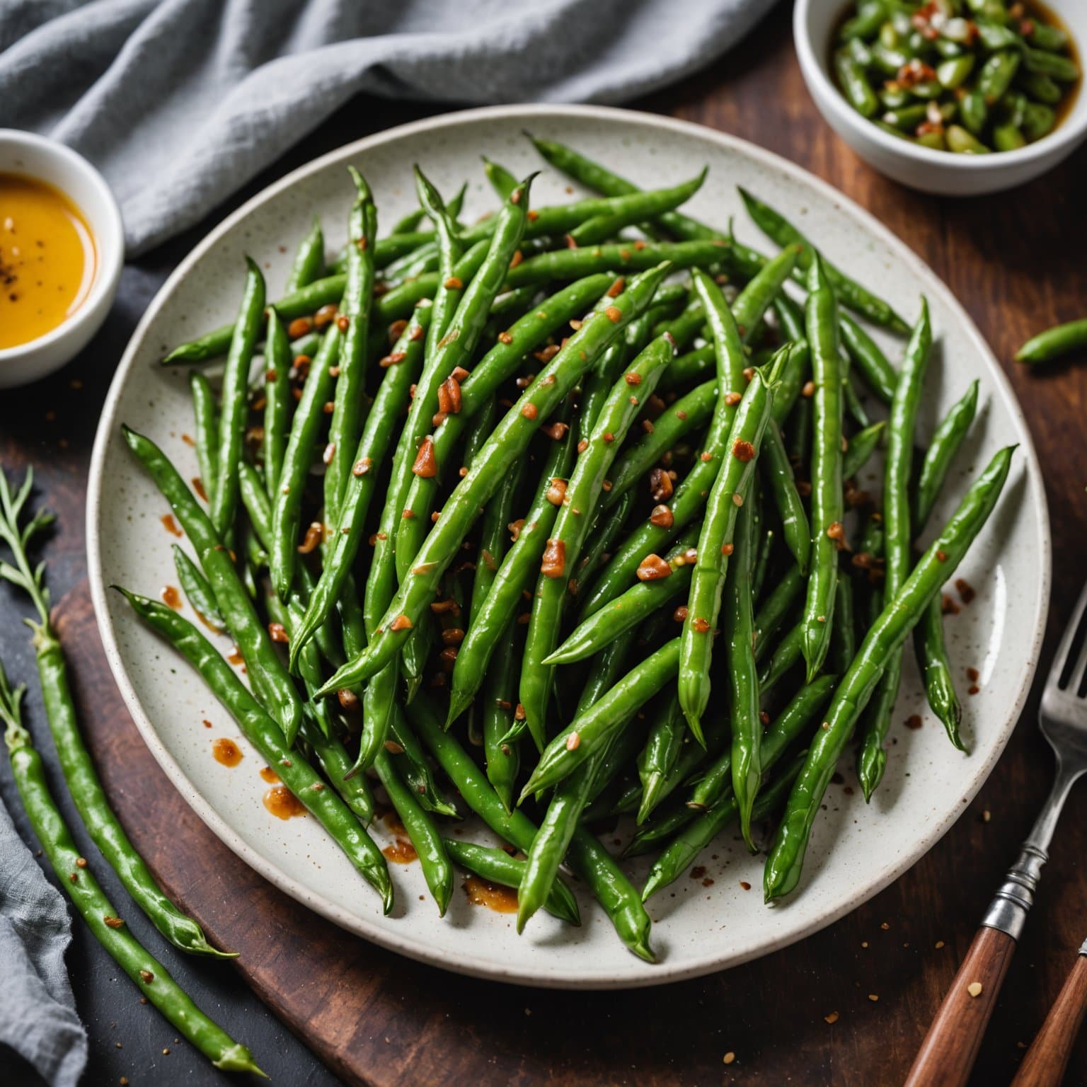 Grillede ferske grønne bønner