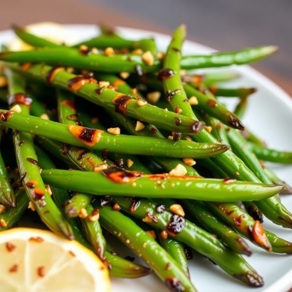 Grillede grønne bønner