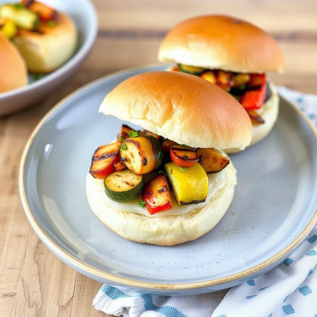 Grillede grønnsaker på løkbrød