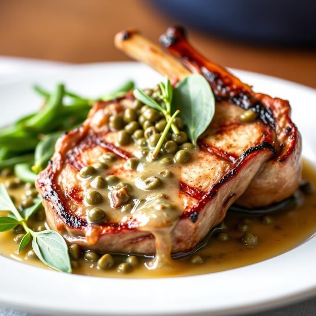 Grillede kalveskiver med kapers- og salviesaus