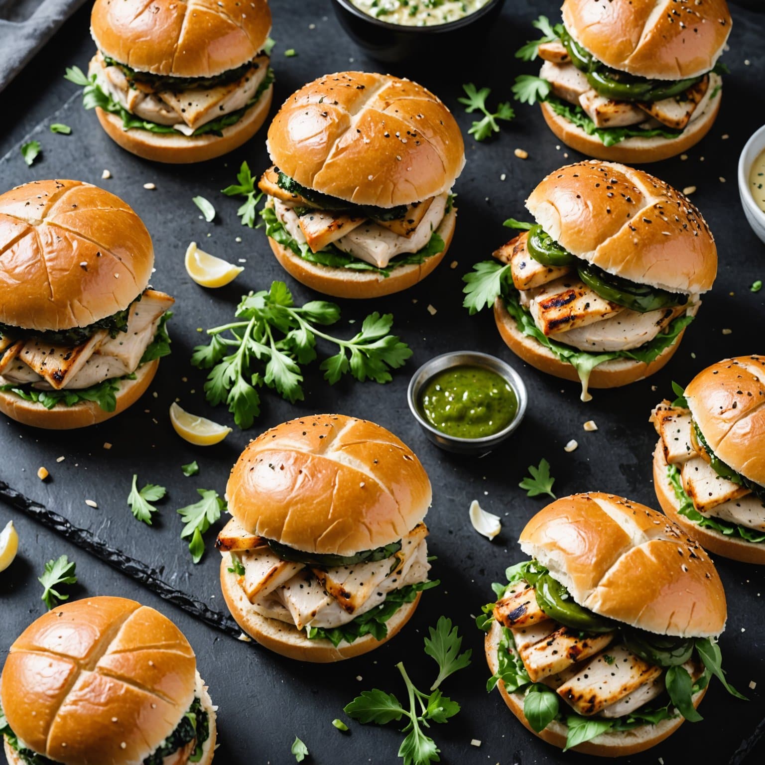 Grillede kyllingsandwicher med hvitløk og urter