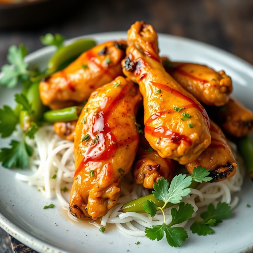 Grillede kyllingvinger med shishito-pepper og urter