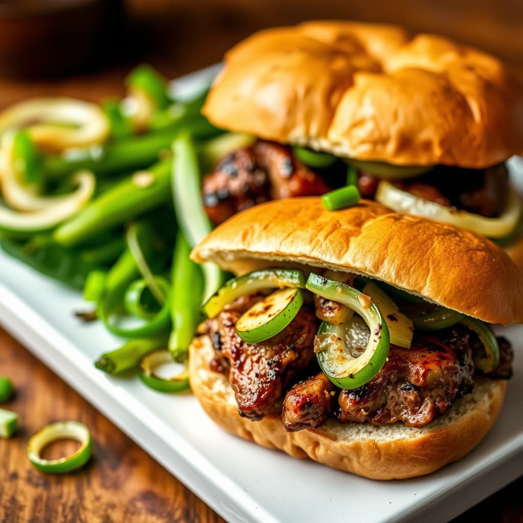 Grillede lammesandwicher med grillede vårløk