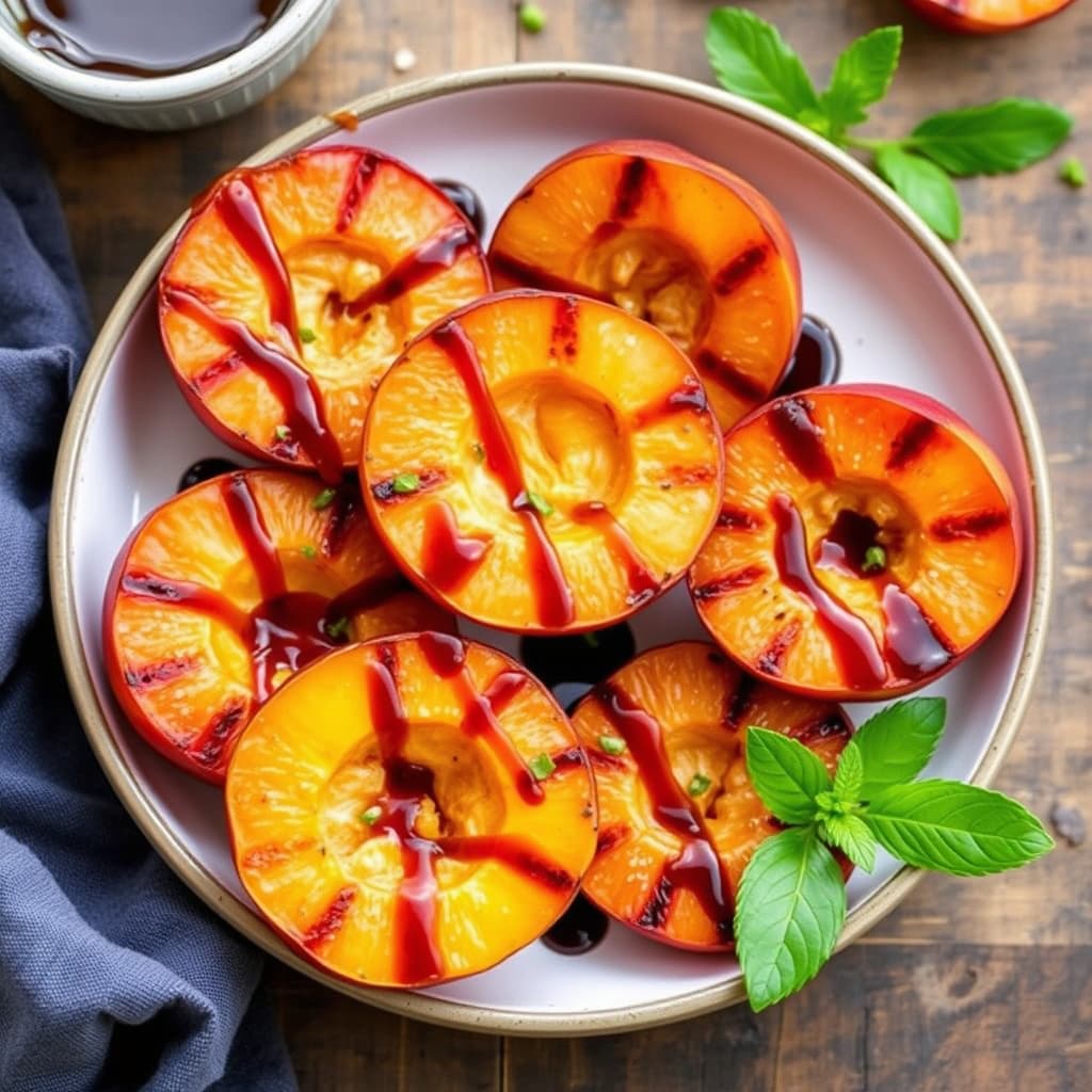 Grillede nektariner med honning-balsamico-glaze