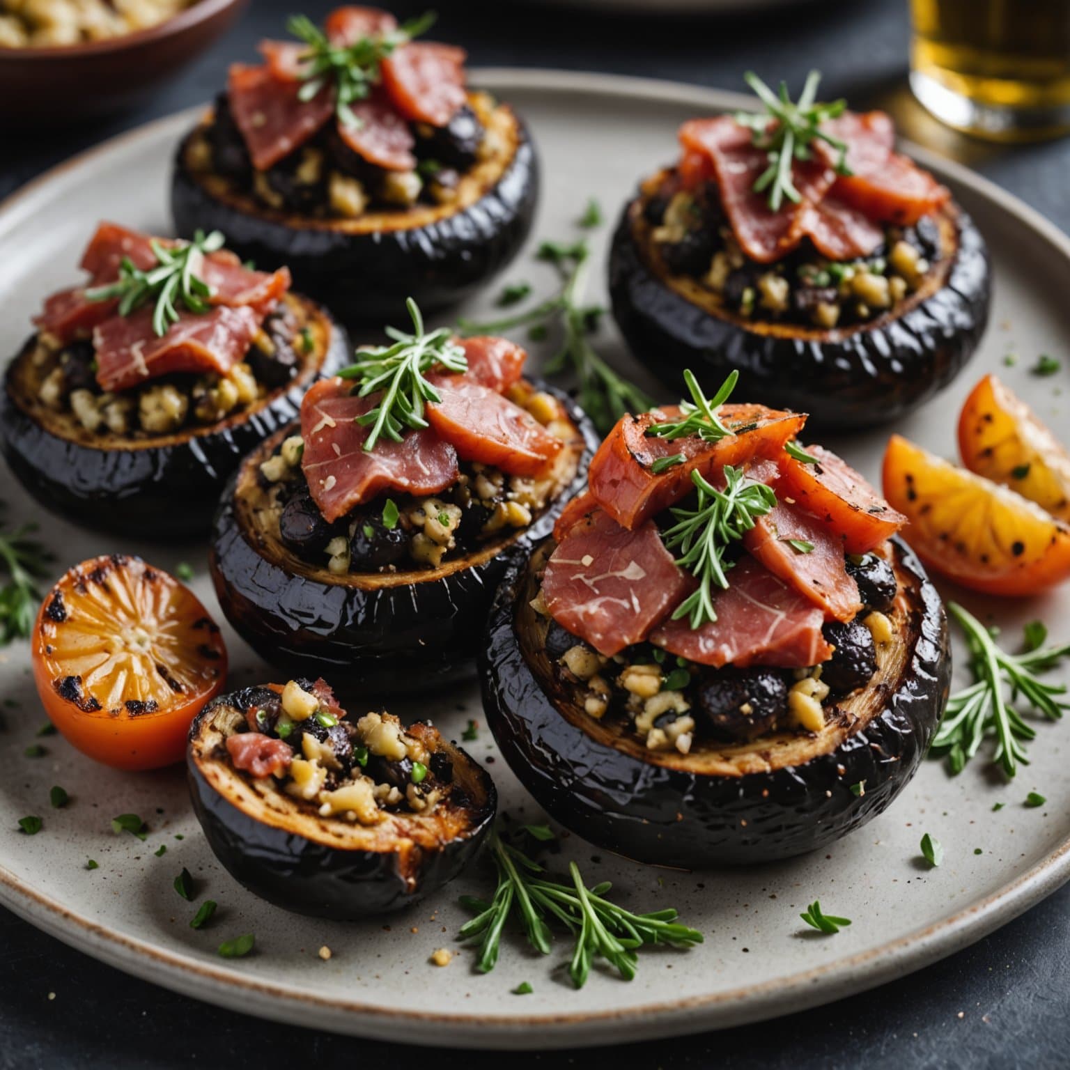 Grillede portabellaputer med soppressata-fyll