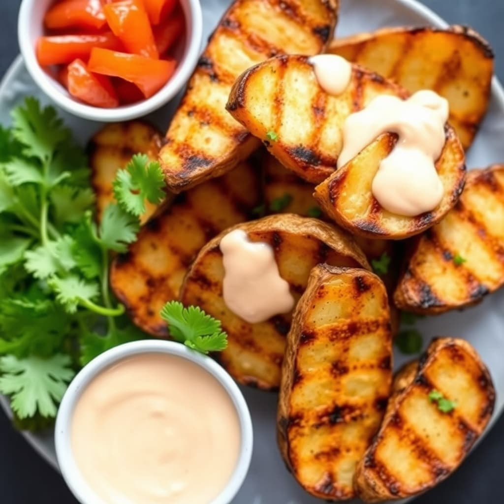 Grillede potetbåter med røkt paprika-majonesedressing