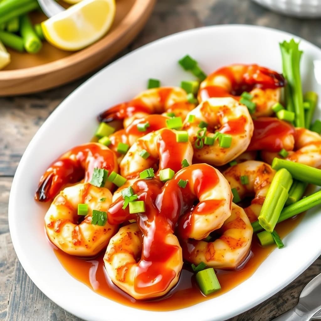 Grillede reker med honning- og ingefærbarbequesaus