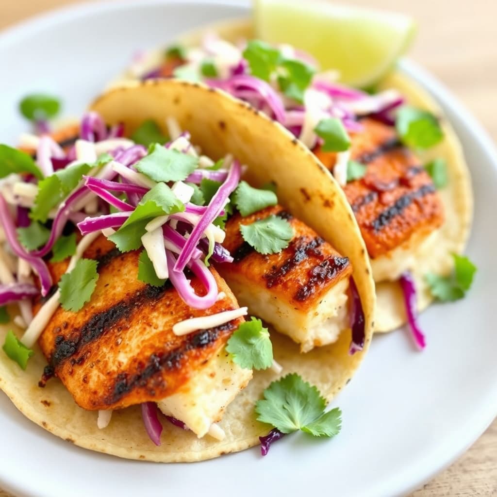 Grillede sørstatsfisketacos med kål- og gulrotsalat